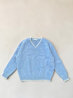 hemi blurr Shaggy V-Neck Wool Sweater